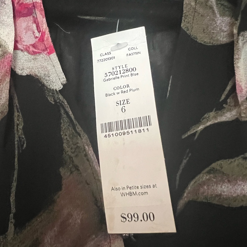 White House Black Market V neck button up, Size 6